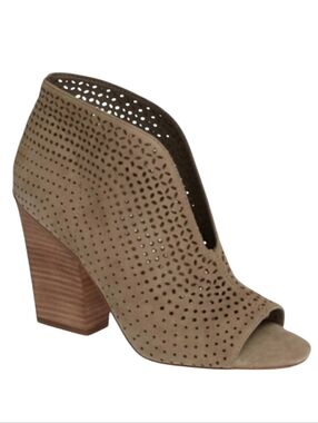 Vince Camuto Kainan Perforated Suede Open Toe Booties